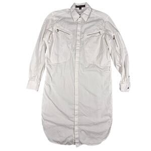 Ralph Lauren Long Sleeve Casual‎ Workwear Midi Shirt Dress White Women's Size 10